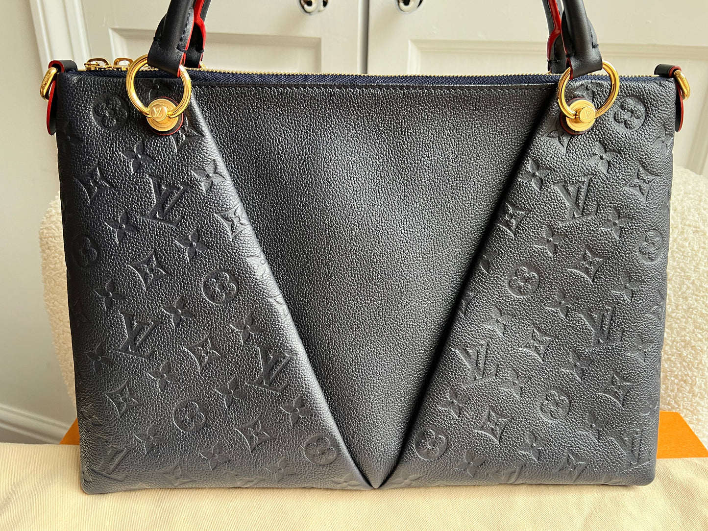 Louis Vuitton V Tote MM Navy Empreinte (RRP £2,390)