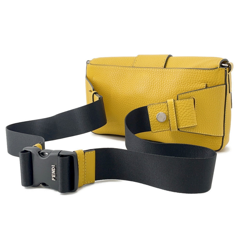 FENDI Selleria Baguette for Men Waist Bag Yellow/Black7VA472 Leather
