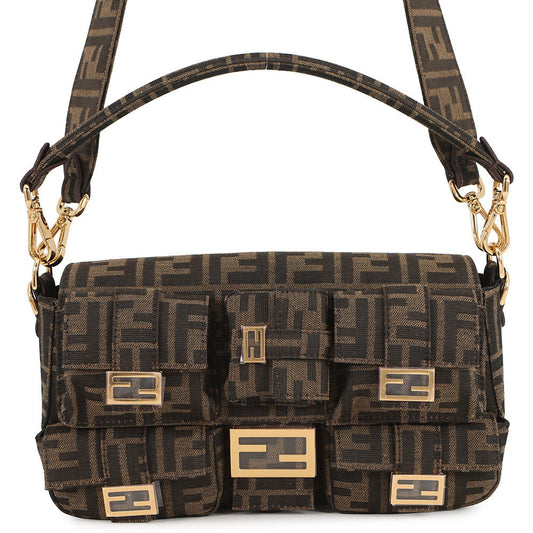FENDI Zucca Multi-Pocket Baguette Brown/Black8BR808 Jacquard