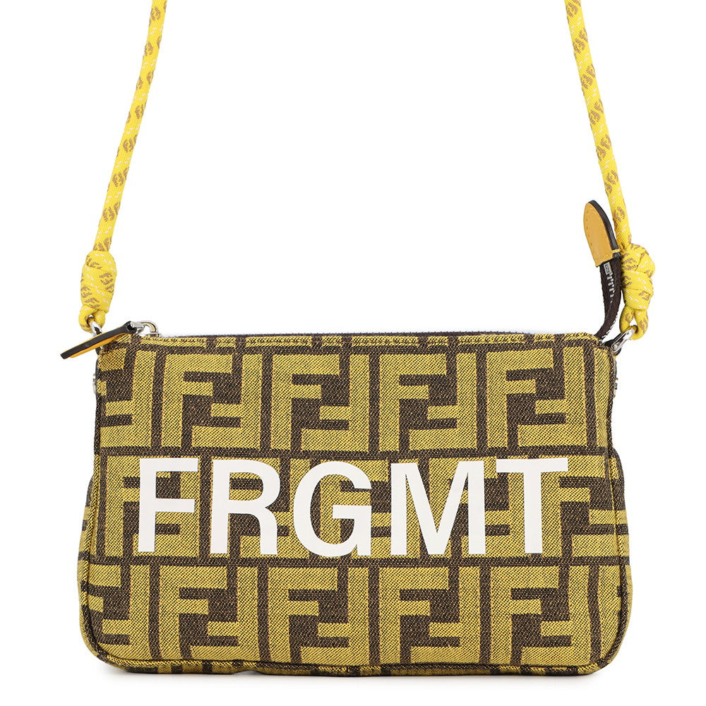 FENDI Fragment Hiroshi Fujiwara Collaboration Baguette Slim Clutch Yellow/Brown8BS073 Canvas