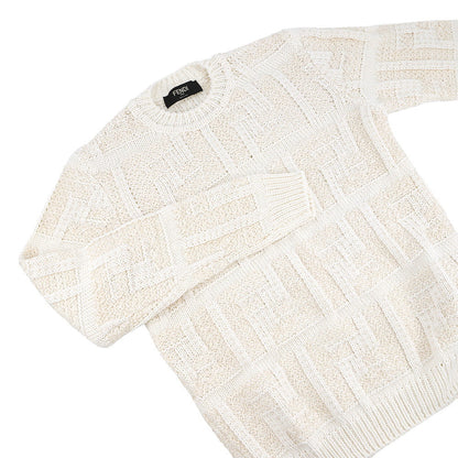 FENDI FF pullover sweater Size 46 WhiteFZX091 Cotton72% Linen26% Nylon2%