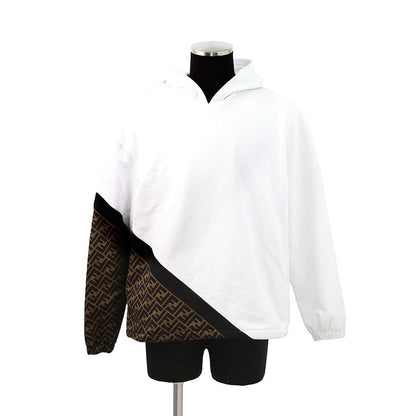 FENDI FF switching hoodie Size S White/BrownFAF681 Cotton 86% Polyester 14%