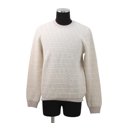 FENDI FF design pullover knit Size 48 Ivory/PinkFZX034 Wool 54%Cotton39% Cashmere7%