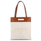 FENDI Shopping bag Brown/White7VA481 Leather Canvas
