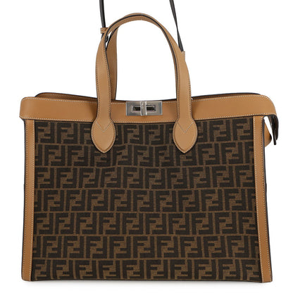 FENDI Peekaboo I See You Zucca Forty 8 Camel/Brown7VA566 Leather Canvas