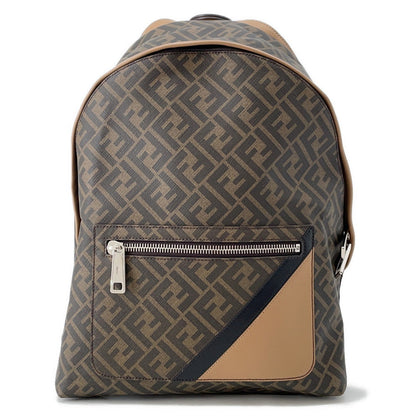 FENDI Zucca Chiodo Diagonal Backpack Brown7VZ076 Leather Size Medium