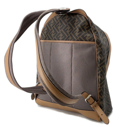 FENDI Zucca Chiodo Diagonal Backpack Brown7VZ076 Leather Size Medium