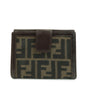 FENDI Zucca Leather Canvas Double Hook Bi-fold Wallet Brown 30795