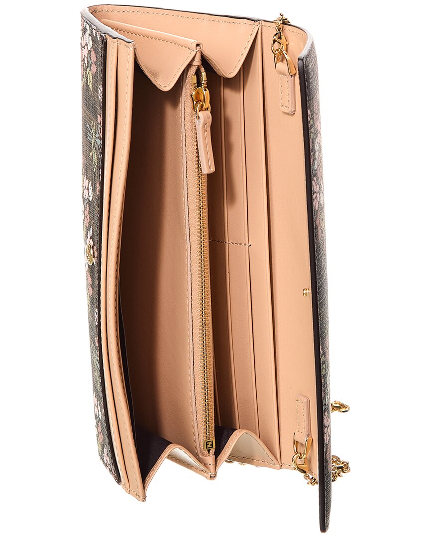 Fendi Roma Ff Jacquard & Leather Wallet On Chain