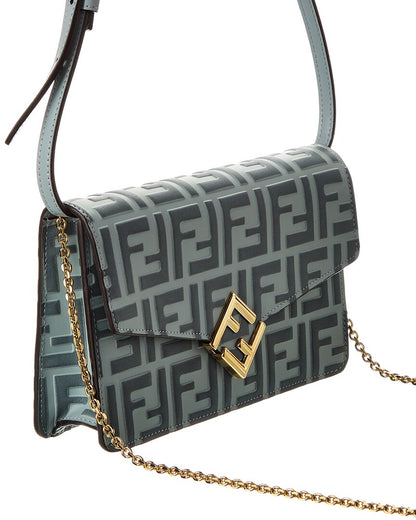 Fendi Ff Diamonds Leather Wallet On Chain