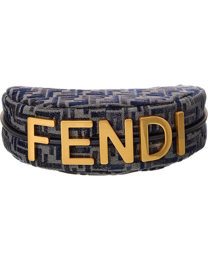 Fendi Fendigraphy Small Ff Chenille & Leather Hobo Bag
