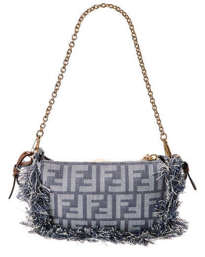 Fendi Baguette Ff Denim Pouch