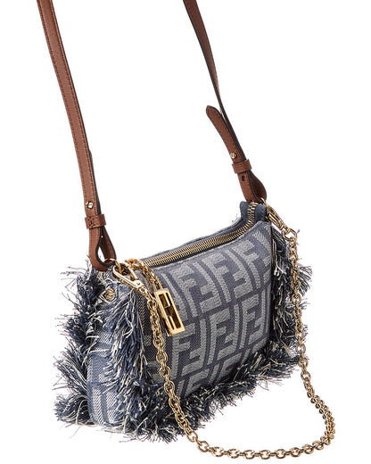 Fendi Baguette Ff Denim Pouch