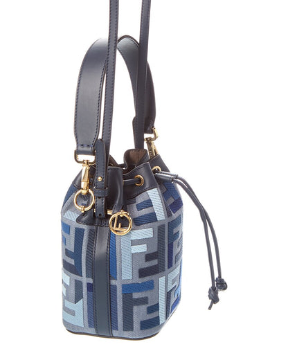 Dnu Inv Fendi Mon Tresor Mini Canvas & Leather Bucket Bag