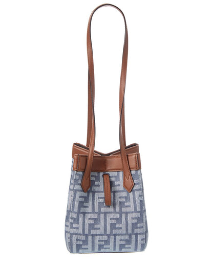 Fendi Origami Mini Ff Denim & Leather Shoulder Bag