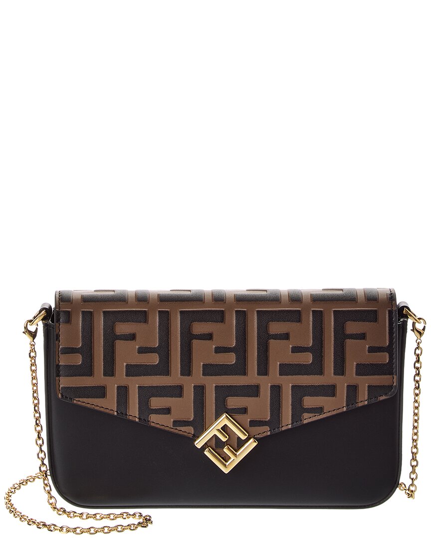Fendi Ff Diamonds Leather Wallet On Chain