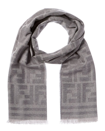 Fendi Ff Logo Wool Scarf