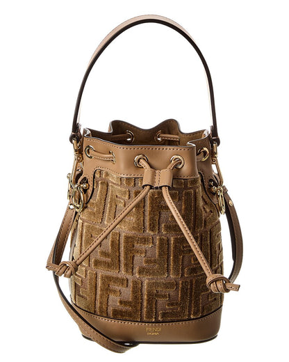 Fendi Mon Tresor Mini Ff Velvet & Leather Bucket Bag