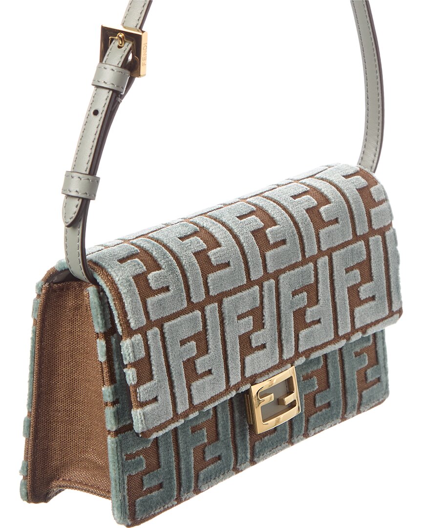 Fendi Baguette Ff Velvet & Leather Wallet On Chain