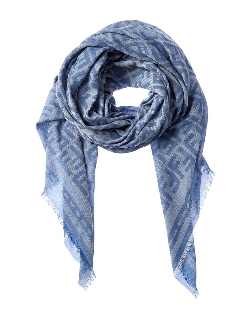 Fendi Ff Wool Shawl, Blue