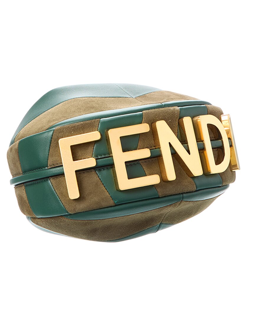 Fendi Fendigraphy Mini Leather & Suede Hobo Bag
