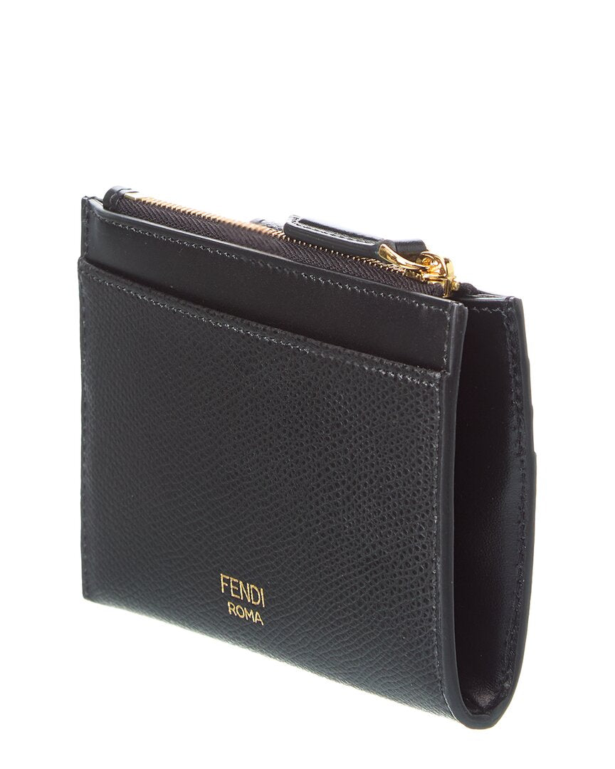 Fendi Ff Diamonds Zip Leather Card Case