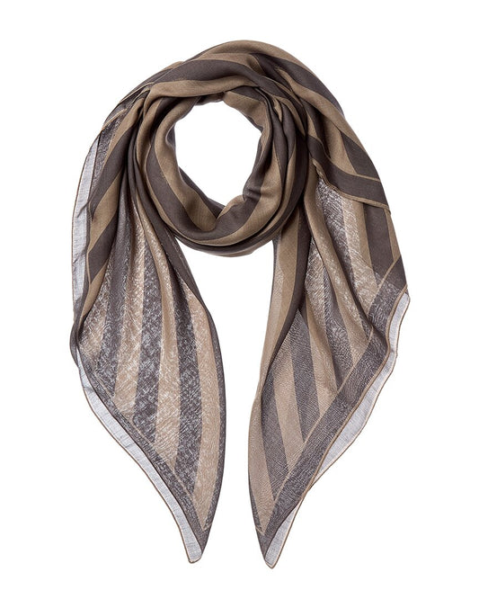 Fendi Striped Silk & Wool-Blend Scarf