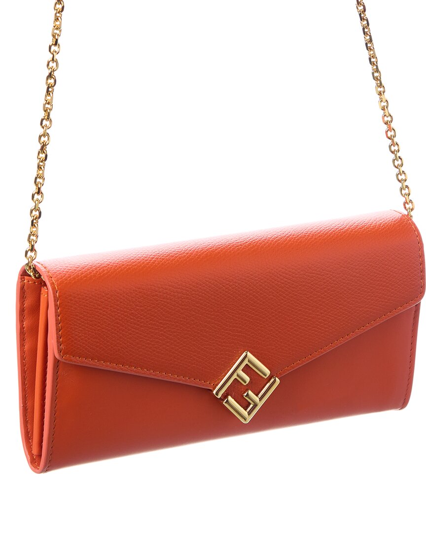 Fendi Ff Diamonds Leather Wallet On Chain