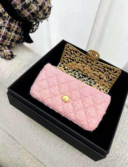 Chanel Tweed Gold Shoulder Bag