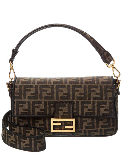 Fendi Baguette Ff Jacquard & Leather Shoulder Bag