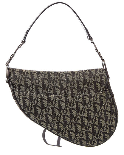 Dior Black Canvas Oblique Saddle Bag