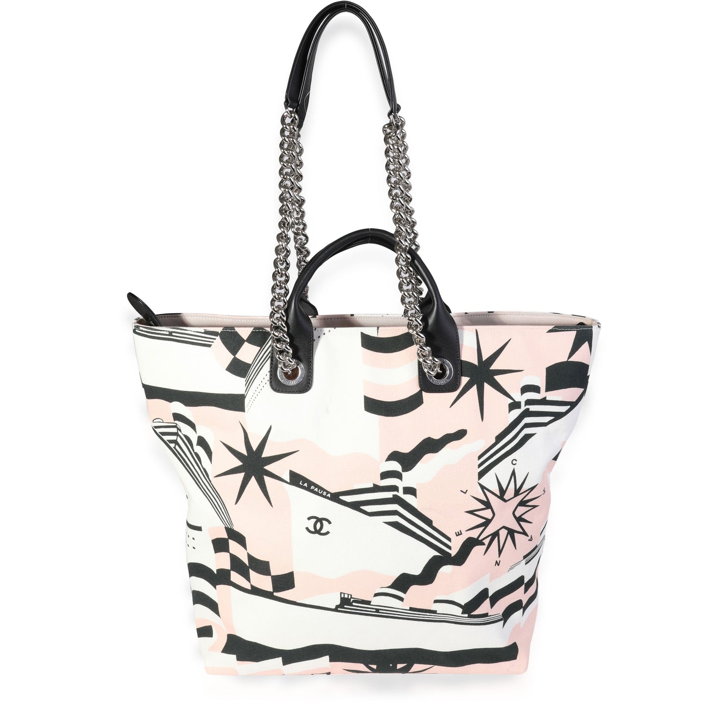 Chanel Canvas Black White Pink Tote