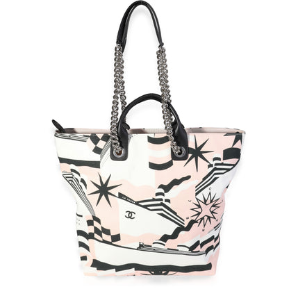 Chanel Canvas Black White Pink Tote