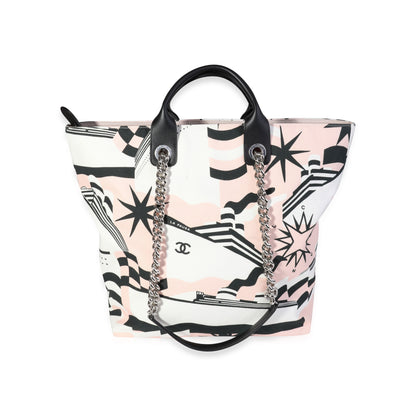 Chanel Canvas Black White Pink Tote