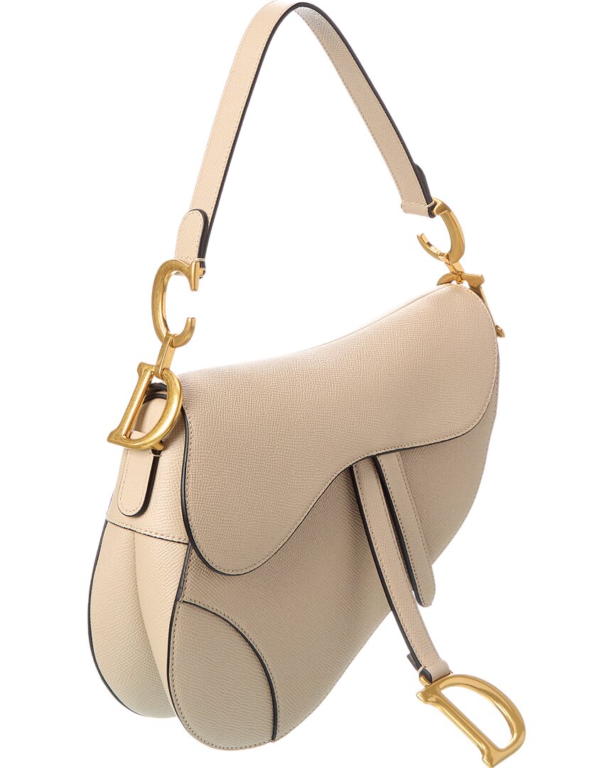 Dior Cd Signature Leather Saddle Bag Beige