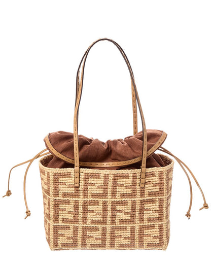 Fendi Roll Mini Ff Raffia Tote