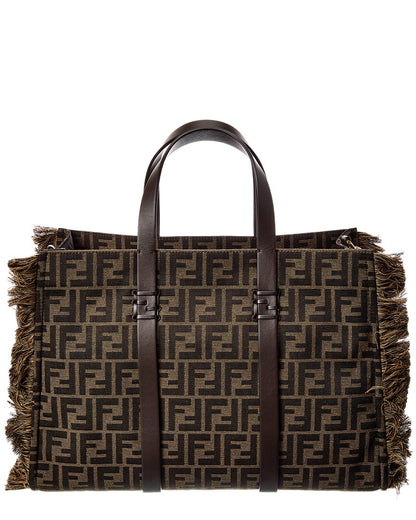 Fendi Summer Ff Jacquard & Leather Tote