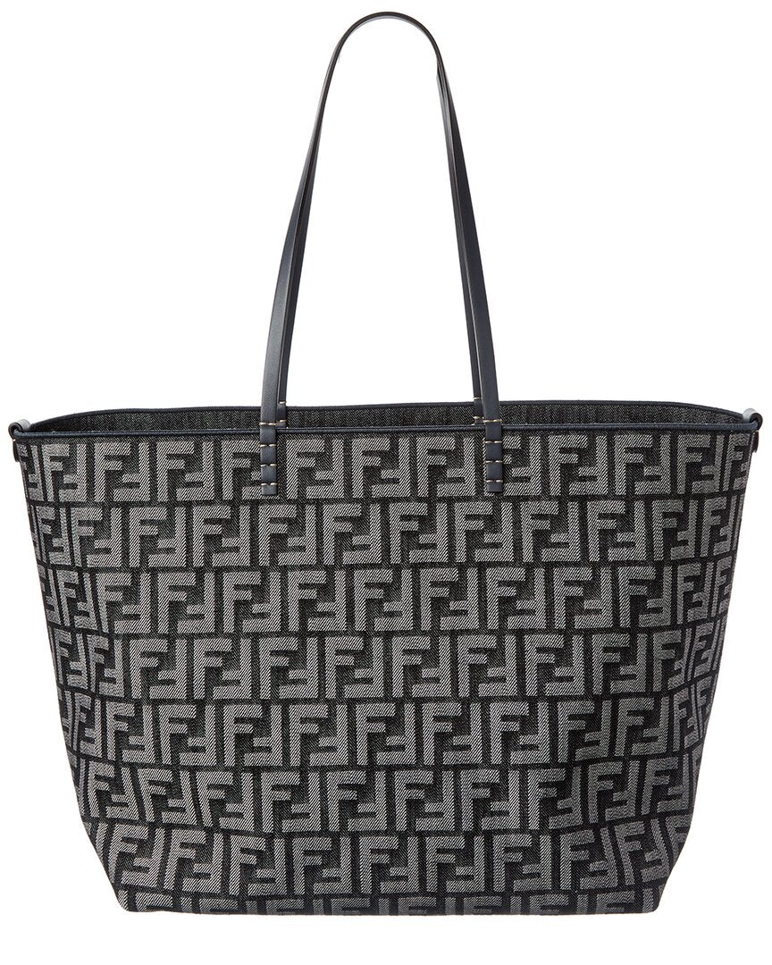 Fendi Roll Large Ff Denim & Leather Tote