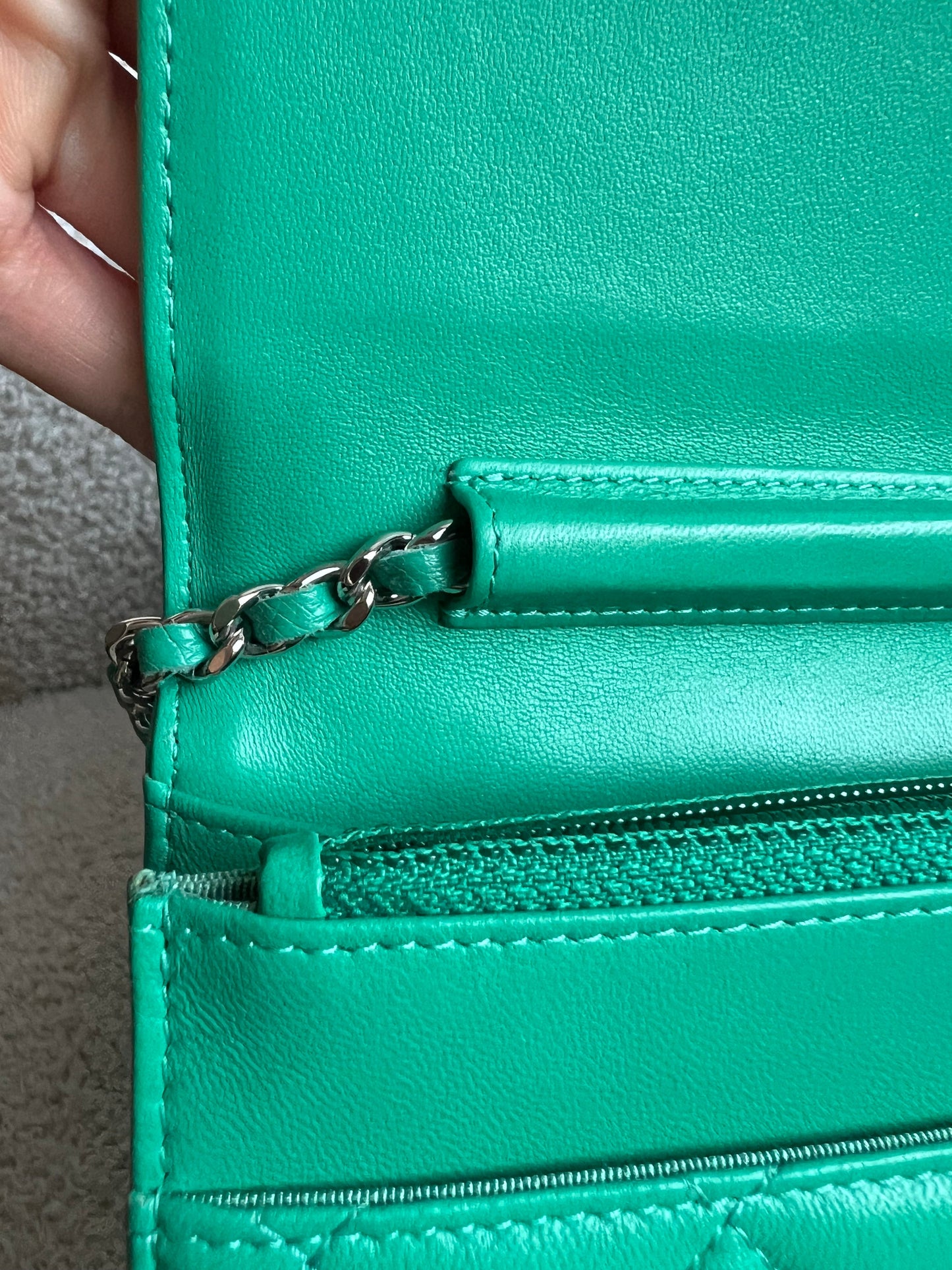 Chanel Turquoise Lambskin Wallet on Chain (RRP £2,930)