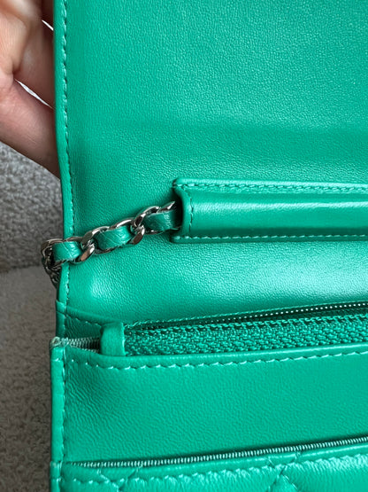 Chanel Turquoise Lambskin Wallet on Chain (RRP £2,930)