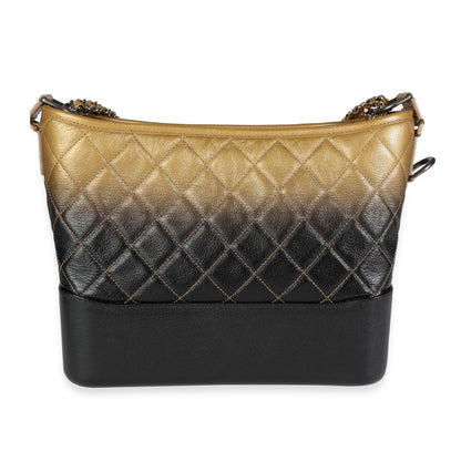 Chanel Gabrielle Medium Quilted Black Gold Shoulder Bag