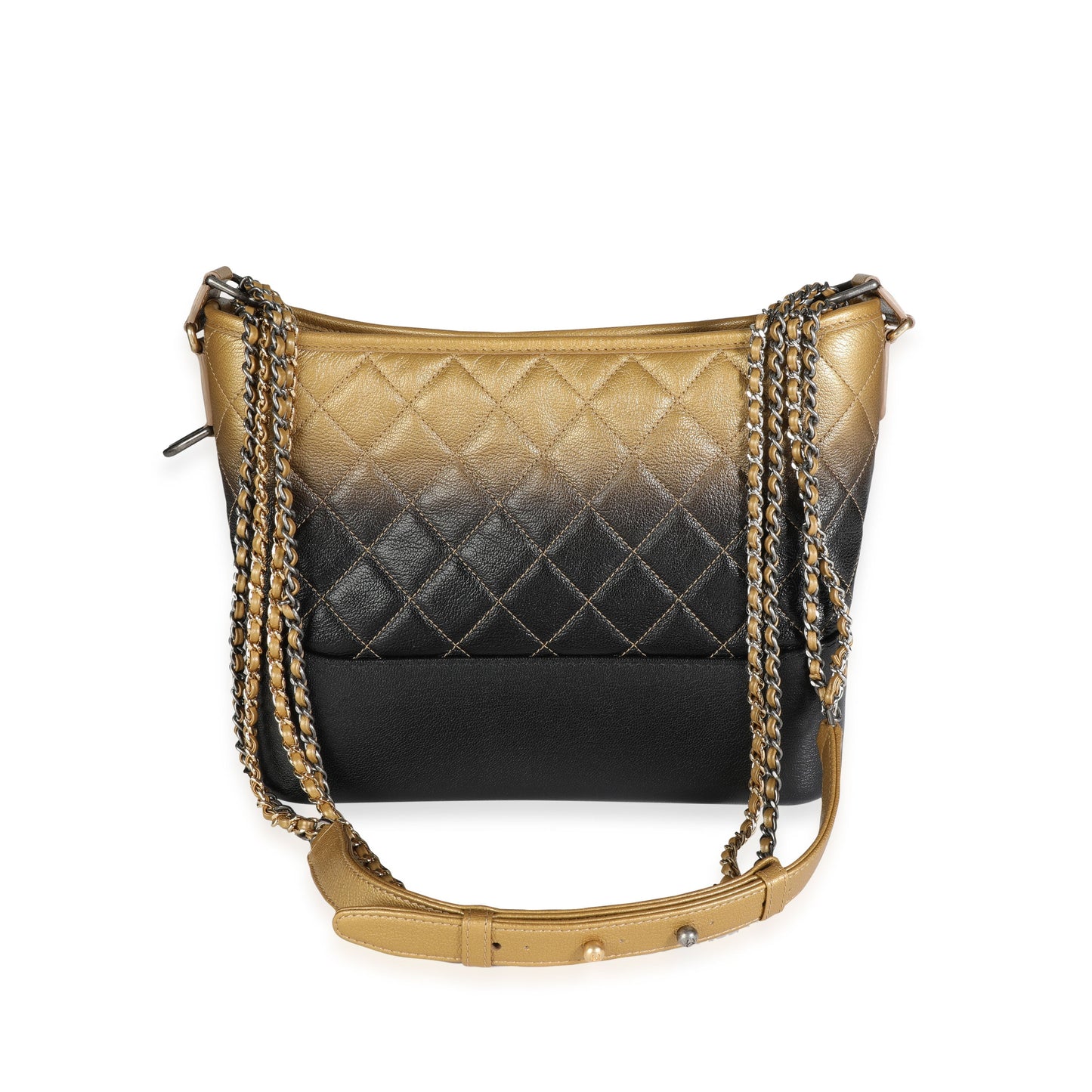 Chanel Gabrielle Medium Quilted Black Gold Shoulder Bag