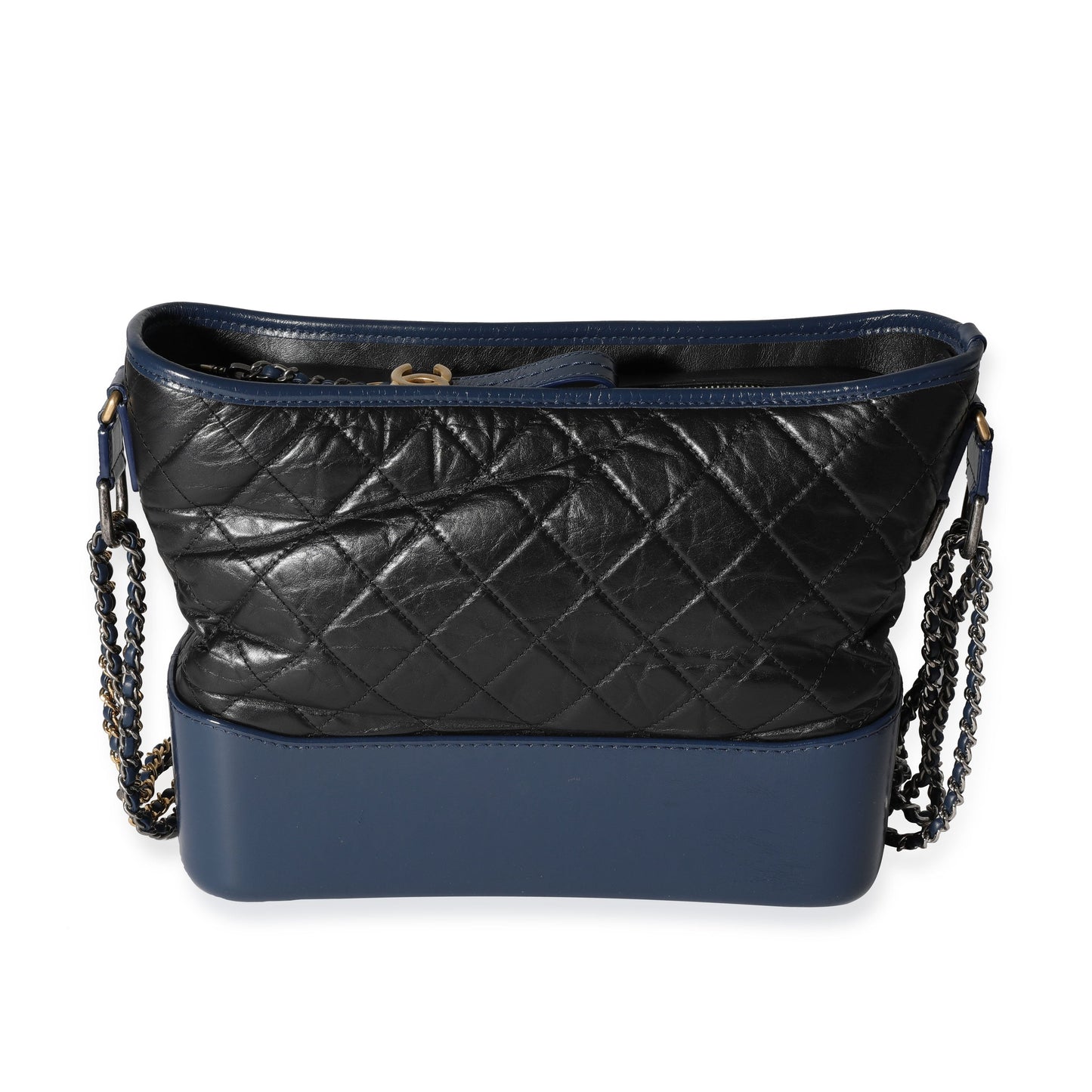 Chanel Gabrielle Large Quilted Calfskin Black Blue Aged Calfskin Shoulder Bag