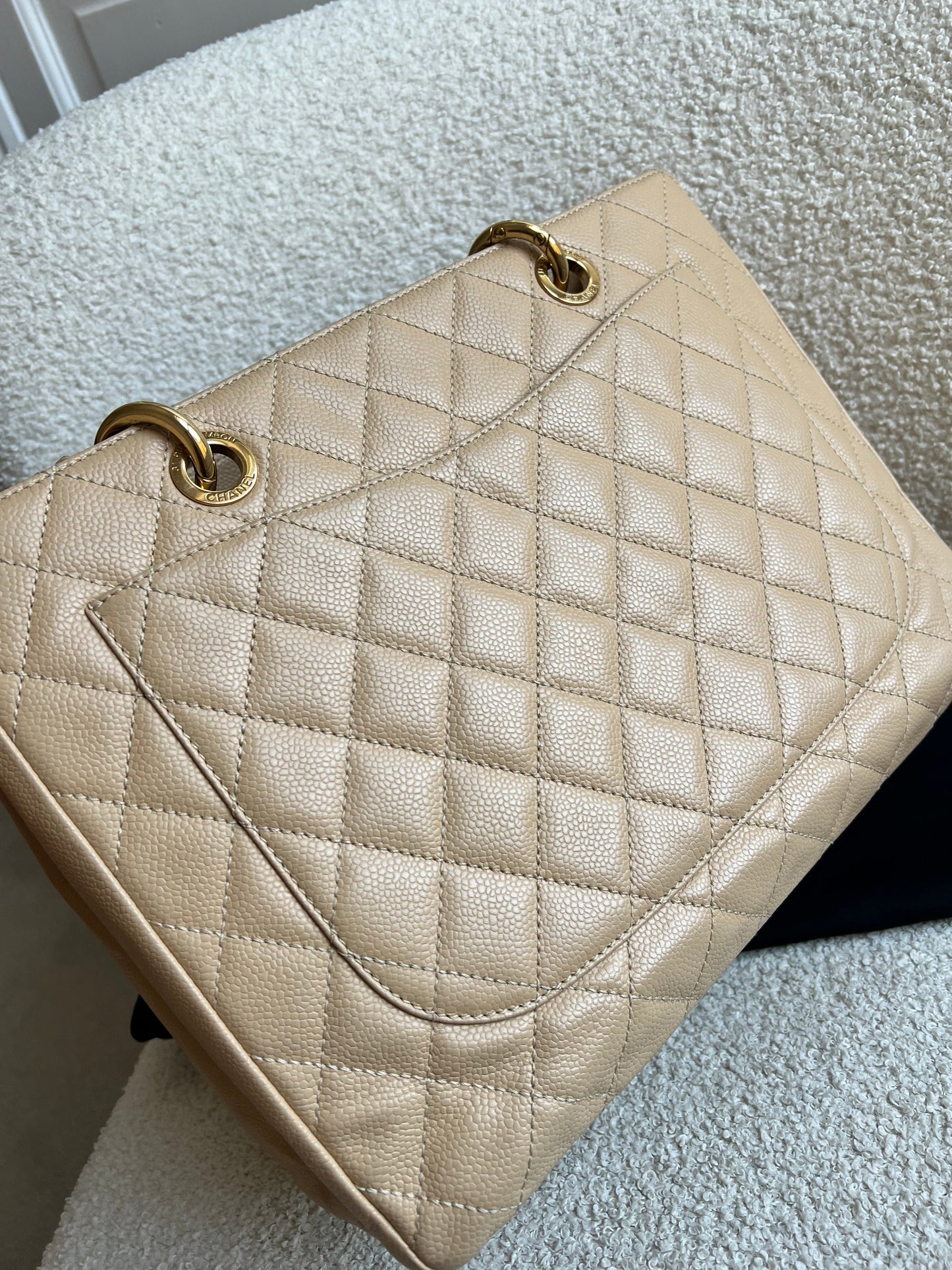 Chanel Beige Caviar Grand Shopper Tote gold hardware (GST)