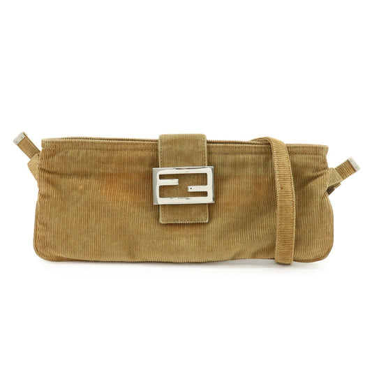 FENDI Corduroy Shoulder Bag Crossbody Bag Brown 26685