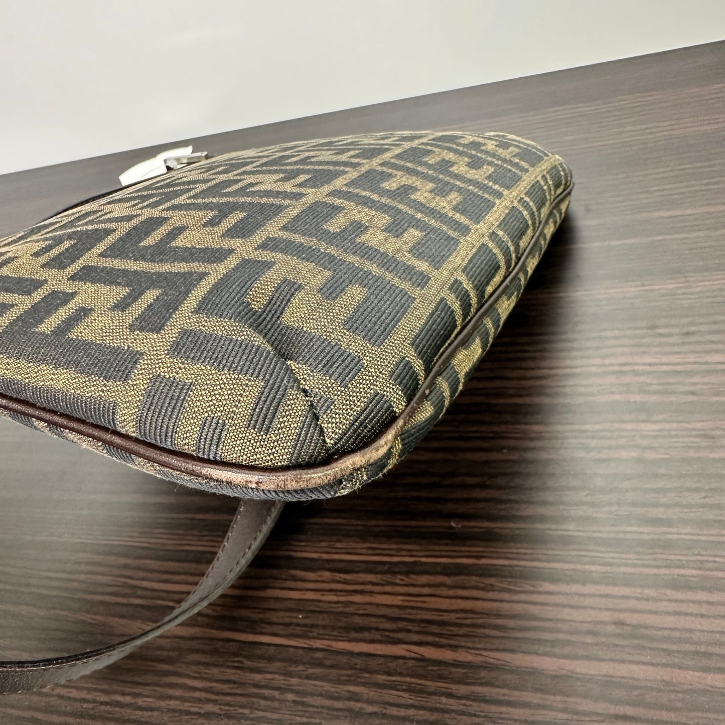 FENDI Zucca Mamma Baguette Shoulder Bag Canvas Leather LB123009