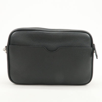FENDI Logo Leather Camera Case Shoulder Bag Black 7M0286