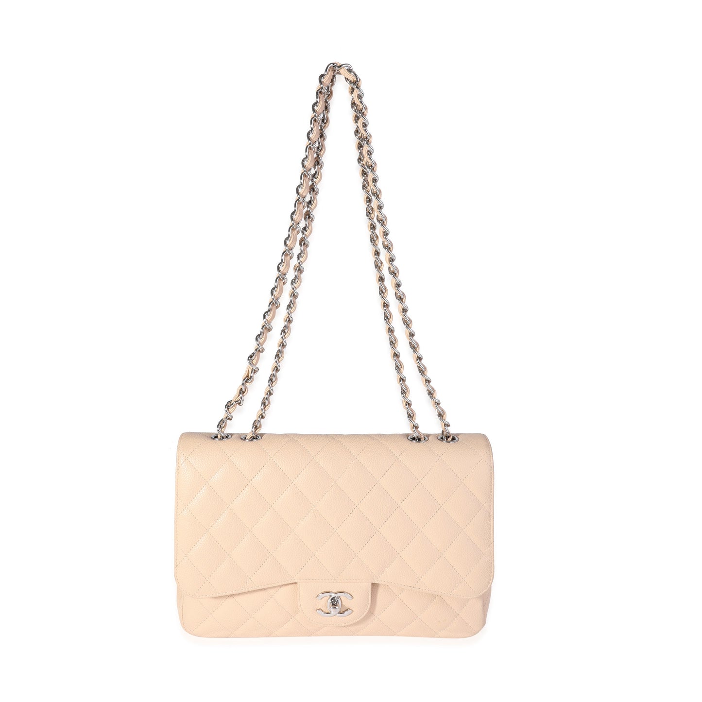 Chanel Flap Classic Quilted Caviar Beige Shoulder Bag Style 2
