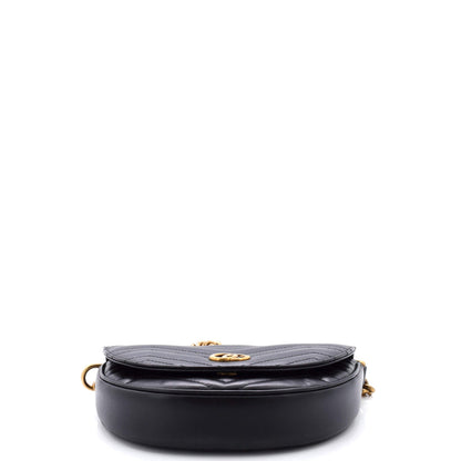 GG Marmont Half Moon Flap Crossbody Bag Matelasse Leather Mini