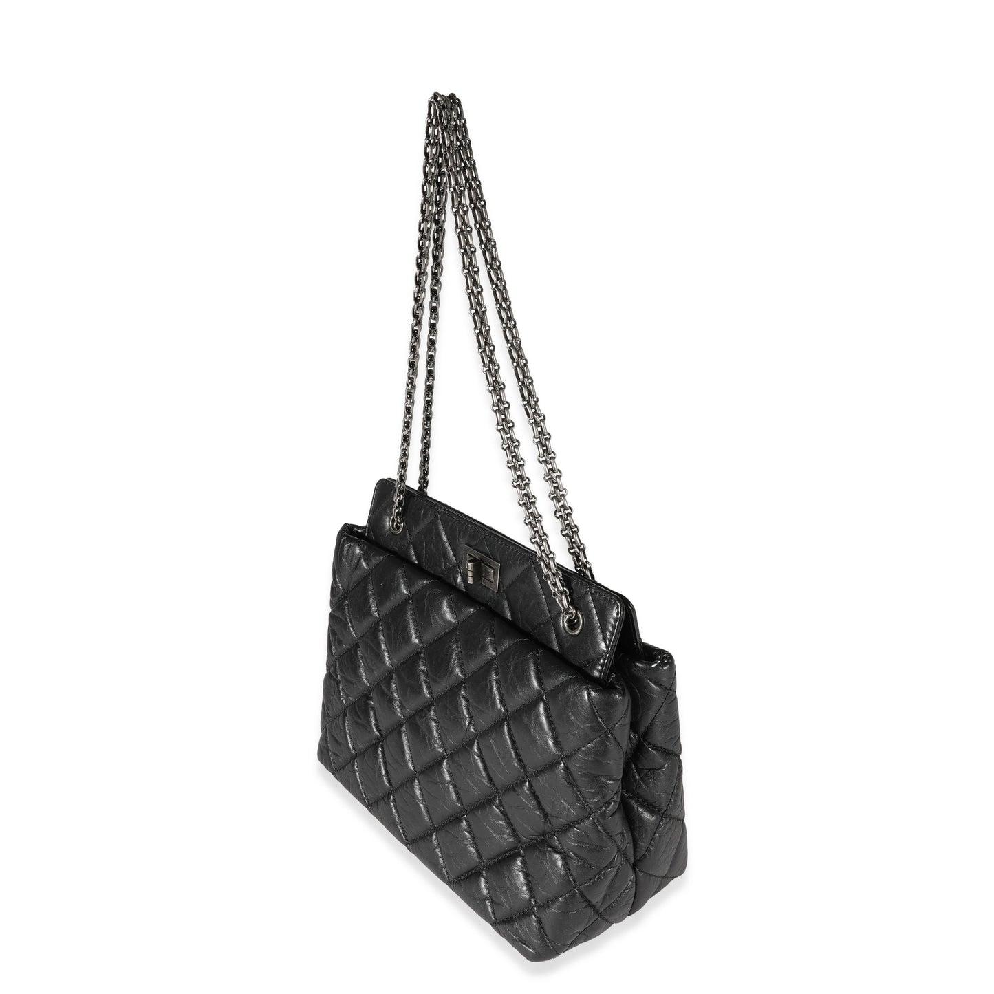 Chanel Quilted Calfskin Black Aged Calfskin Tote